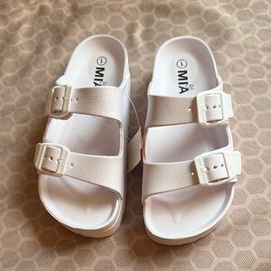 MIA Kids Double Buckle White Sandals